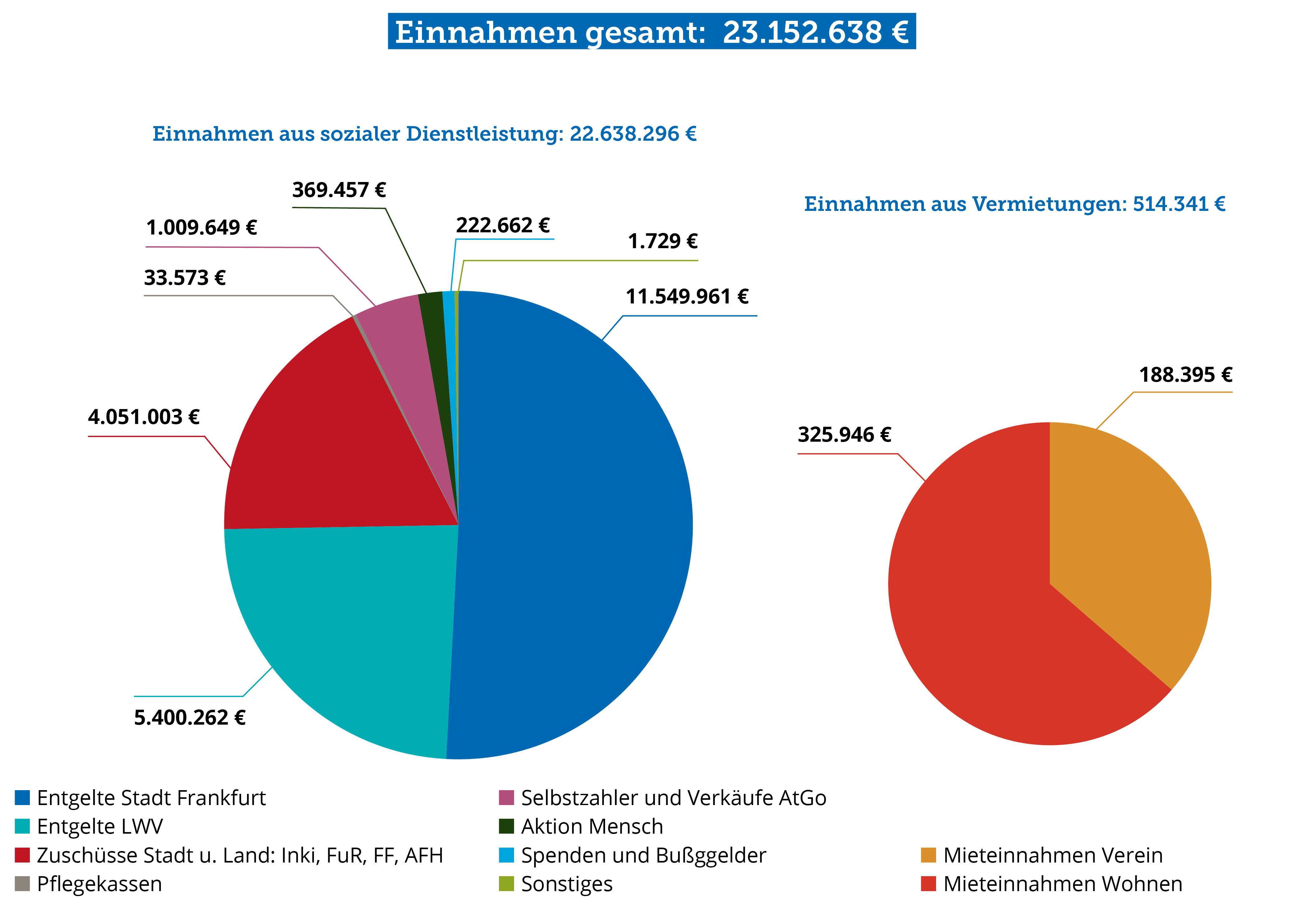 Einnahmenseite der Lebenshilfe Frankfurt: Verein und gGmbHs 2023